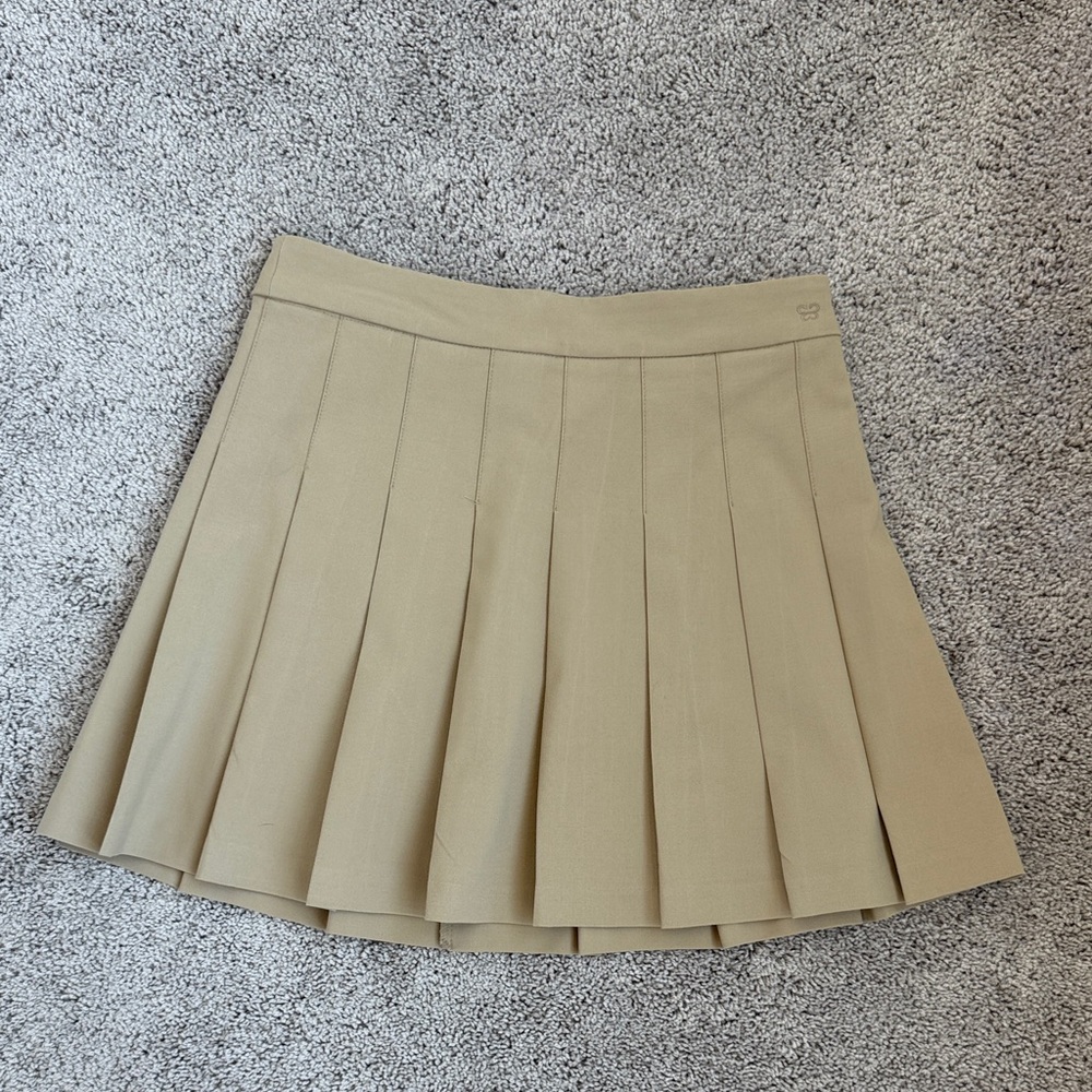 Sunday Best Beige Pleated Mini Skirt